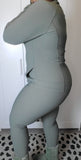 Olive Ribbed Two Piece Set