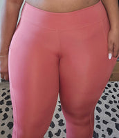Rustic Coral Mid-Rise Leggings w/ Side Pockets