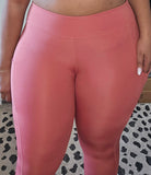 Rustic Coral Mid-Rise Leggings w/ Side Pockets