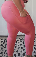 Rustic Coral Mid-Rise Leggings w/ Side Pockets