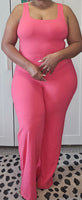 One Piece Wide Leg Butter Soft Jumpsuit - Black or Hot Pink