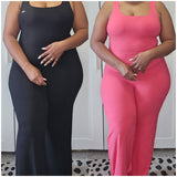 One Piece Wide Leg Butter Soft Jumpsuit - Black or Hot Pink