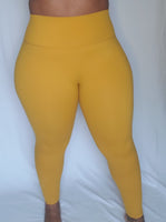 Curvy Signature Second Skin High Waisted Leggings - Mustard