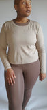 Long Sleeve Cut-Out Shirt - Tan