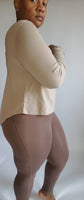 Long Sleeve Cut-Out Shirt - Tan