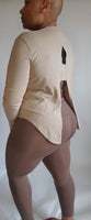 Long Sleeve Cut-Out Shirt - Tan
