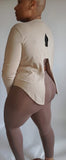 Long Sleeve Cut-Out Shirt - Tan