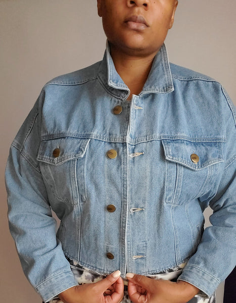 Denim Cropped Jacket - Medium Wash