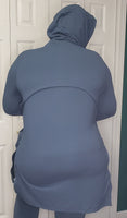 Long Zipper Tunic Jacket - Slate Blue