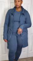 Long Zipper Tunic Jacket - Slate Blue