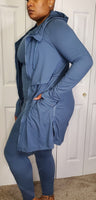 Long Zipper Tunic Jacket - Slate Blue