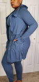 Long Zipper Tunic Jacket - Slate Blue
