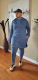Long Zipper Tunic Jacket - Slate Blue